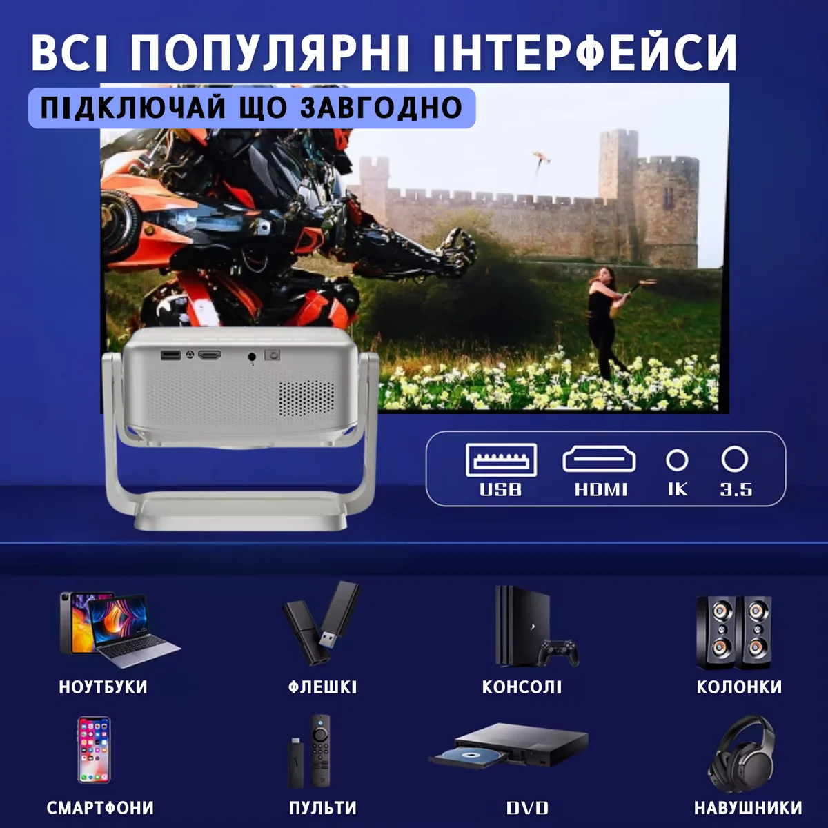 Портативный мини LED проектор Cheerlux C6B 2800 Лм WiFi 1280x720 50-120 дюймов