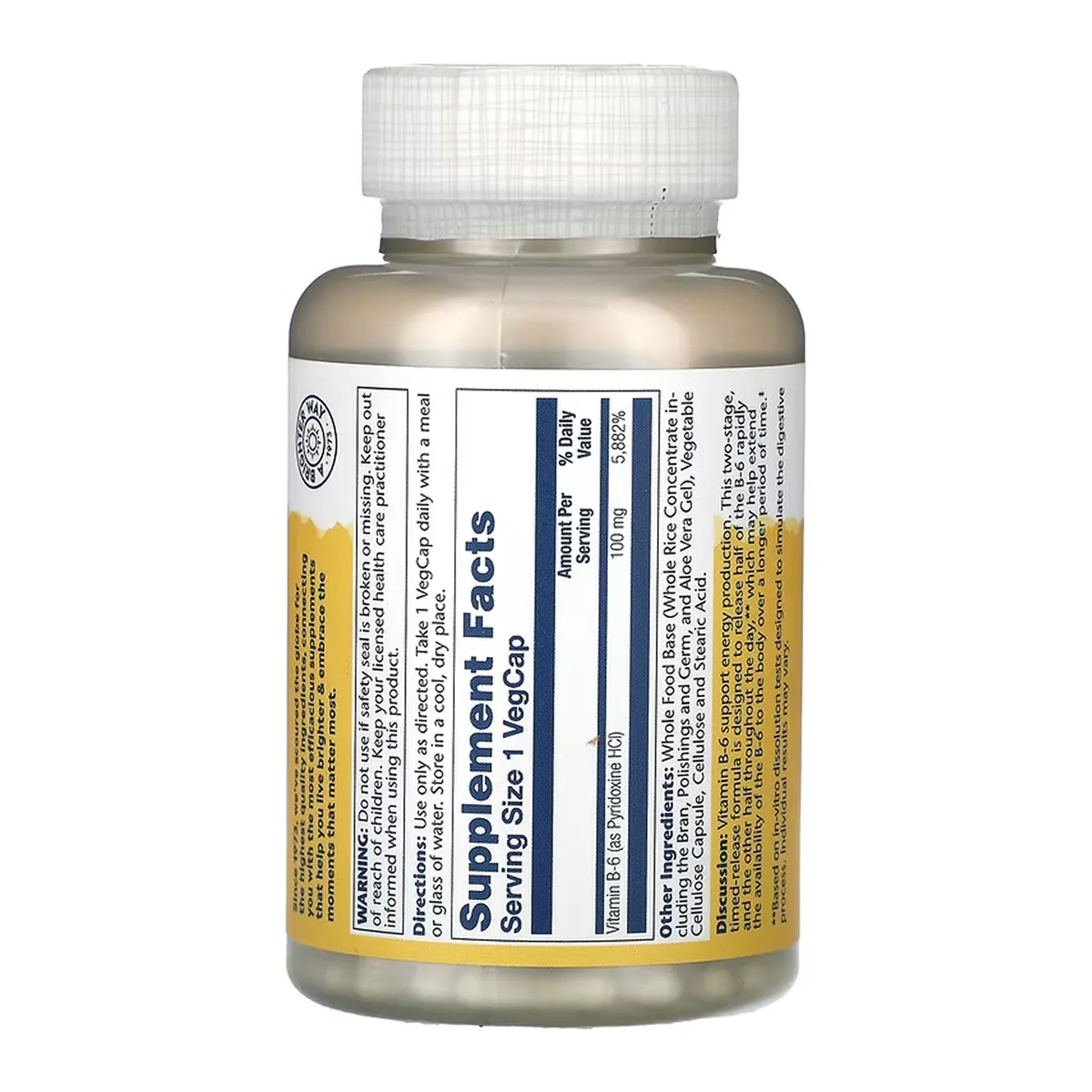 Vitamin B6 Solaray веганские капсулы 100 мг 120 шт