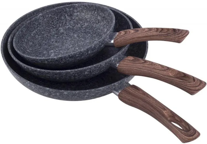Набір сковорідок Kamille кований алюміній 20 см 24 см 28 см Grey Marble