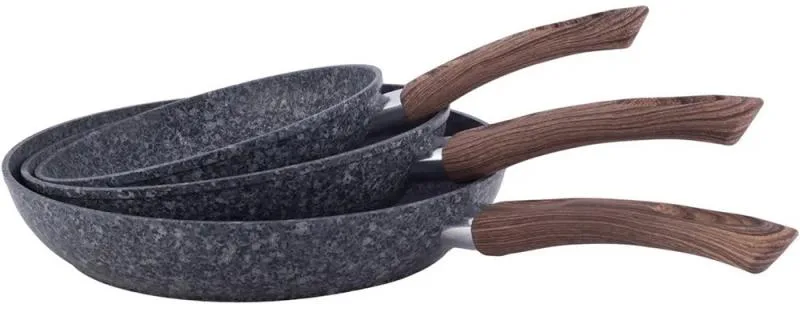 Набір сковорідок Kamille кований алюміній 20 см 24 см 28 см Grey Marble