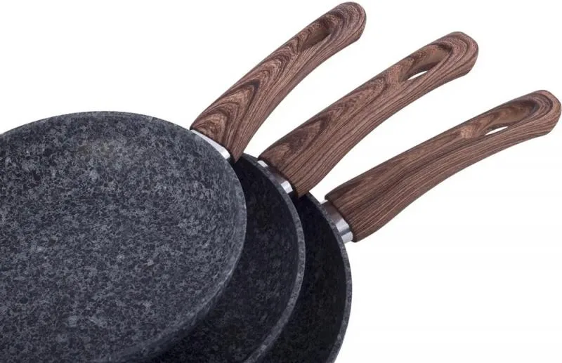 Набір сковорідок Kamille кований алюміній 20 см 24 см 28 см Grey Marble