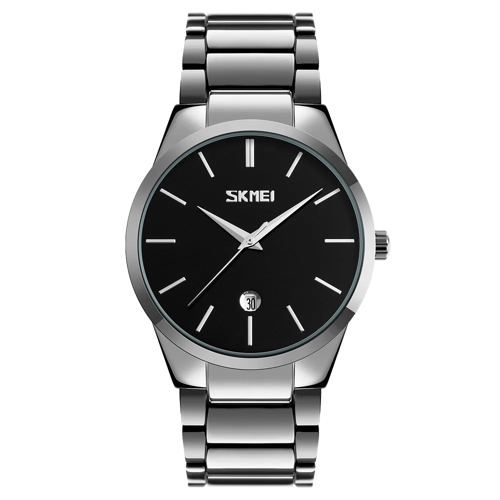 Годинники Skmei металеві 40 мм сріблясті чорні