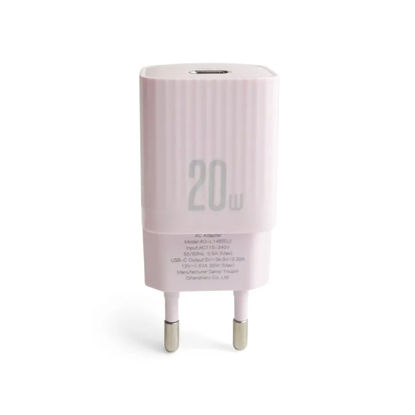 Сетевое зарядное устройство XO 73х32х32 мм Белое 20W с кабелем Type-C to Lightning 1м.