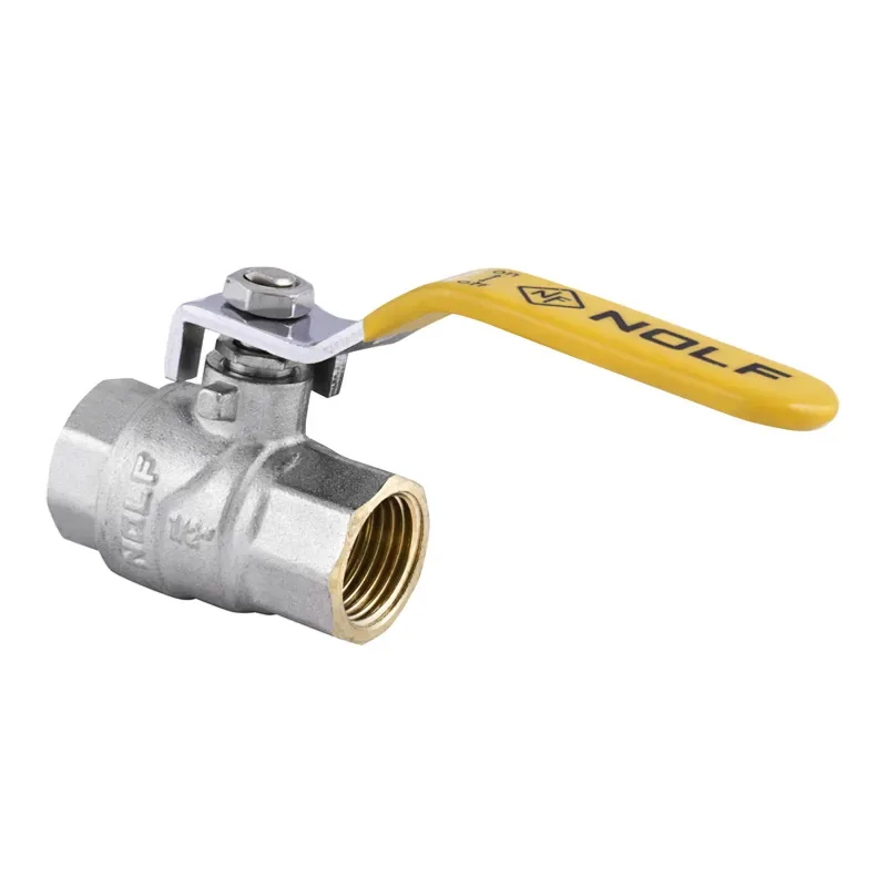 Кран шаровый Nolf латунь 1/2" жёлтый рычаг