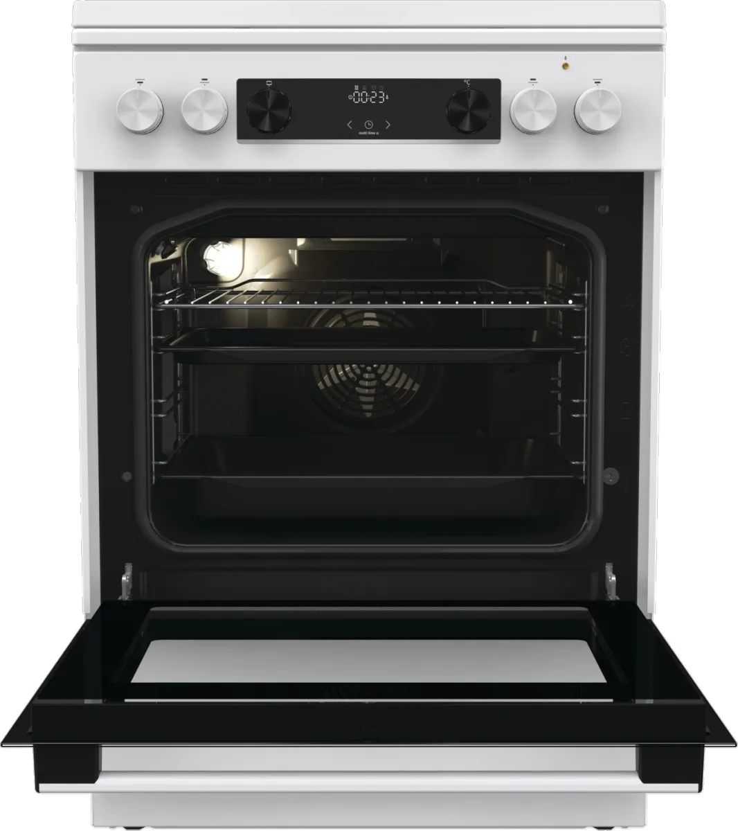Комбінована плита Gorenje, 71 л, 60x60 см, з дисплеєм IconLed, чавунні решітки, біла