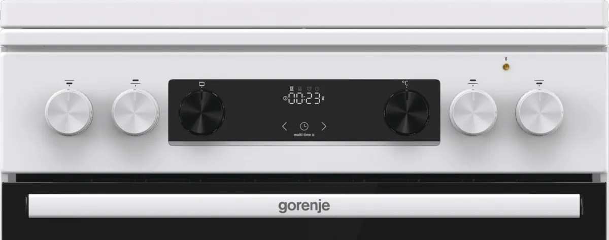 Комбінована плита Gorenje, 71 л, 60x60 см, з дисплеєм IconLed, чавунні решітки, біла