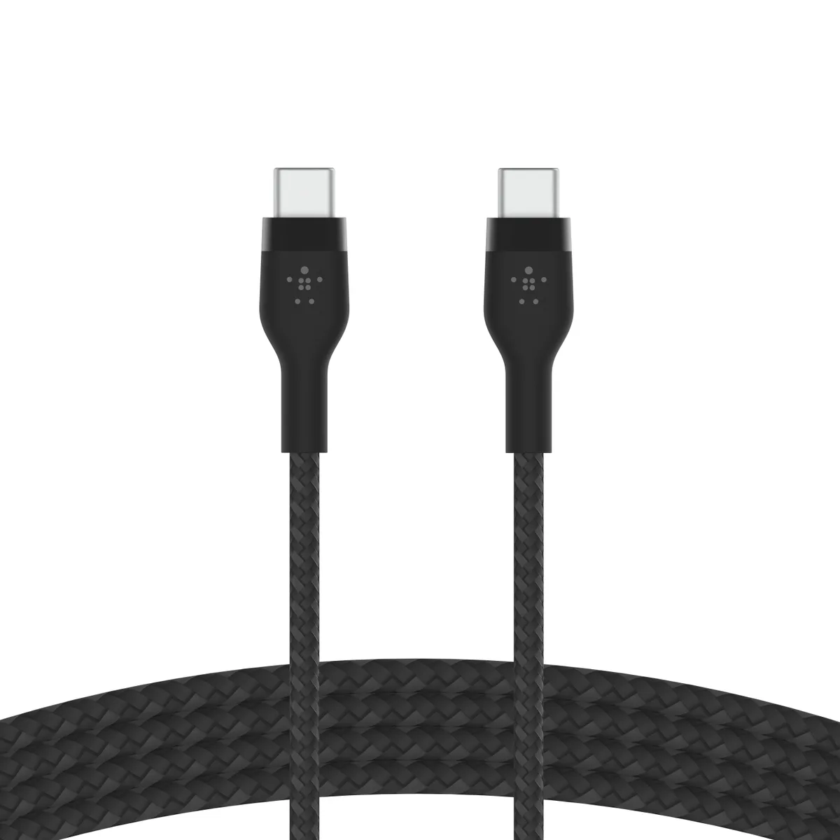 Кабель USB-C > USB-C заряджання/синхронізації Belkin 1м, 60Вт, Type-C, плетений, силіконовий, з ремінцем на магніті, чорний