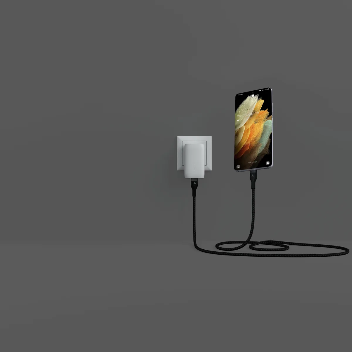 Кабель USB-C > USB-C заряджання/синхронізації Belkin 1м, 60Вт, Type-C, плетений, силіконовий, з ремінцем на магніті, чорний