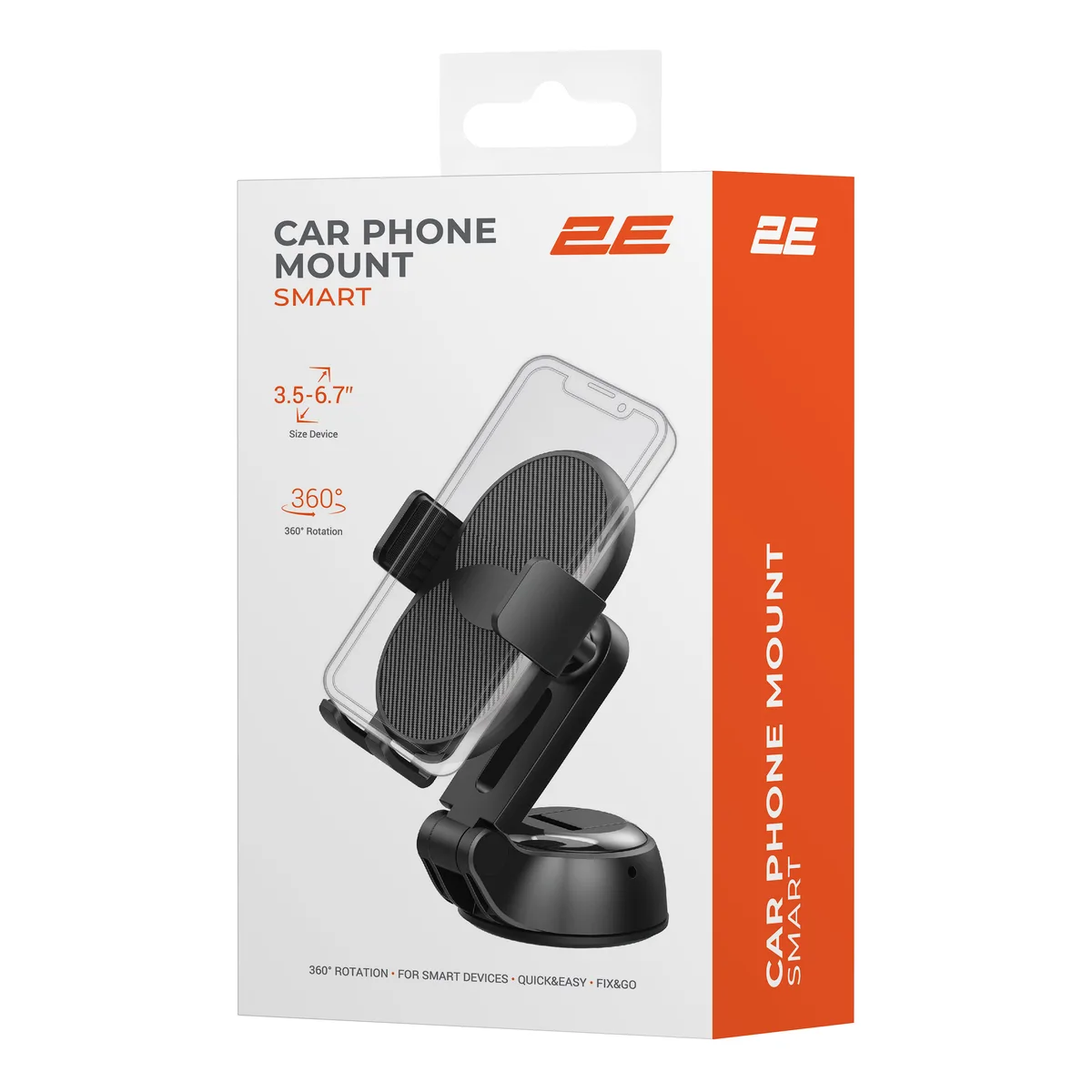 Автомобільний тримач смартфона 2Е Smart 3.5-6.7", чорний