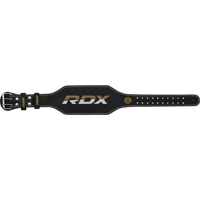 Пояс для важкої атлетики RDX натуральна шкіра 2XL чорний золото