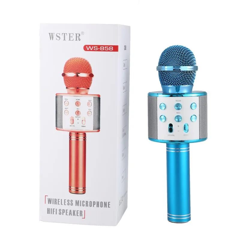 Караоке мікрофон Wster WS 858 13W Метал Блакитний 24,5х8х9 см