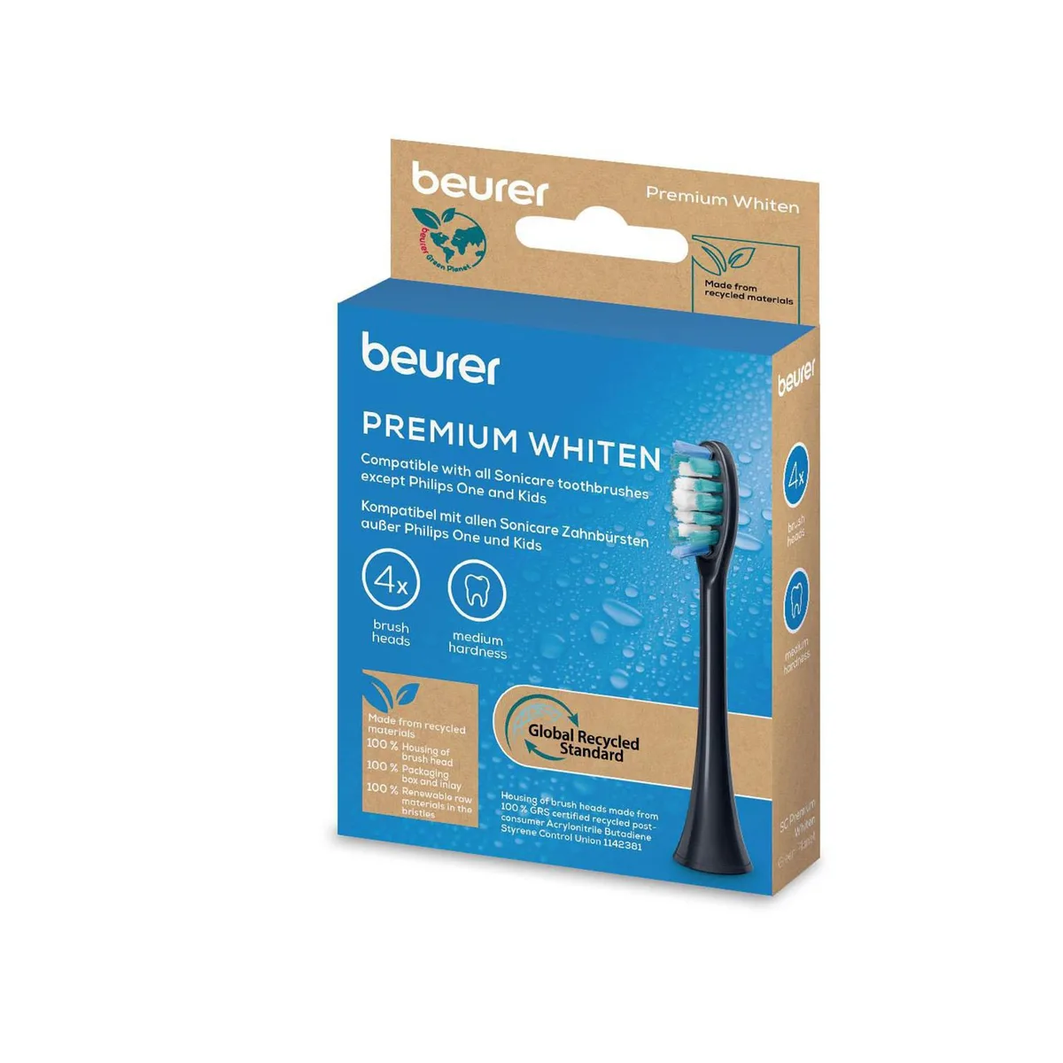 Насадки для зубних щіток Beurer SC 30/50 Premium Whiten, для ефективного відбілювання, 4 шт в комплекті, чорного кольору.
