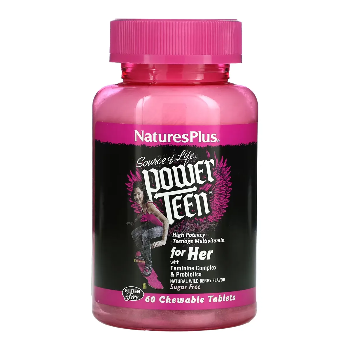 Мультивітамінна добавка для дівчат підлітків Nature's Plus Power Teen Hers жувальні таблетки 60 табл Вегетаріанські