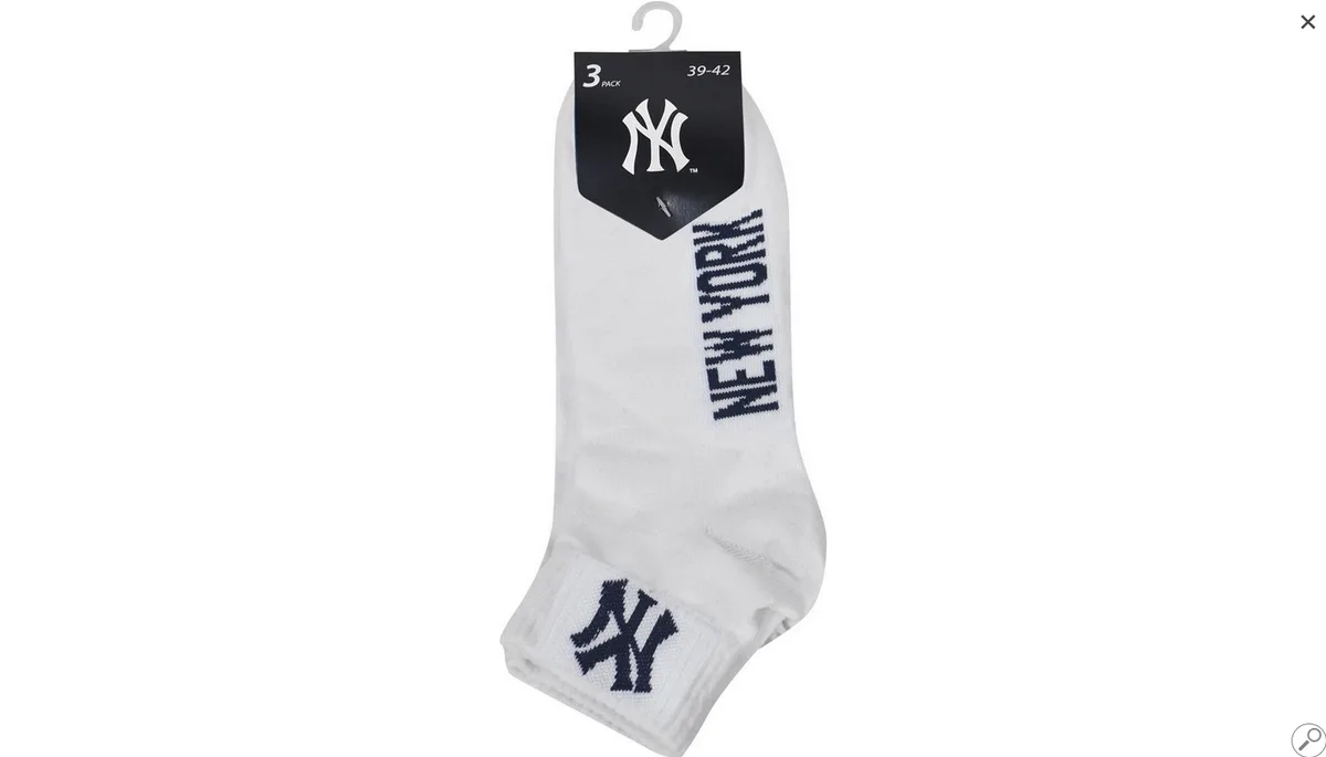 Шкарпетки New York Yankees бавовна 39-42 білий 3 пари