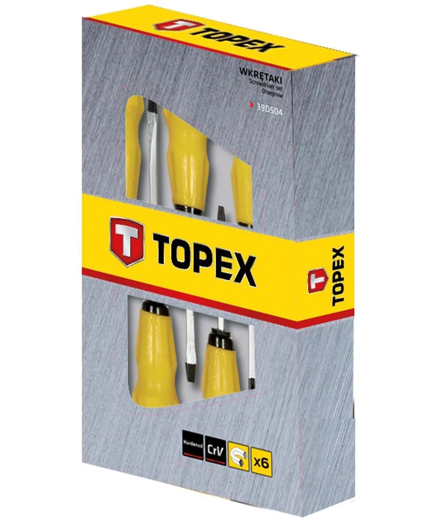 Набір ударних викруток TOPEX, SL, PH, сталь CrV, 6 штук.