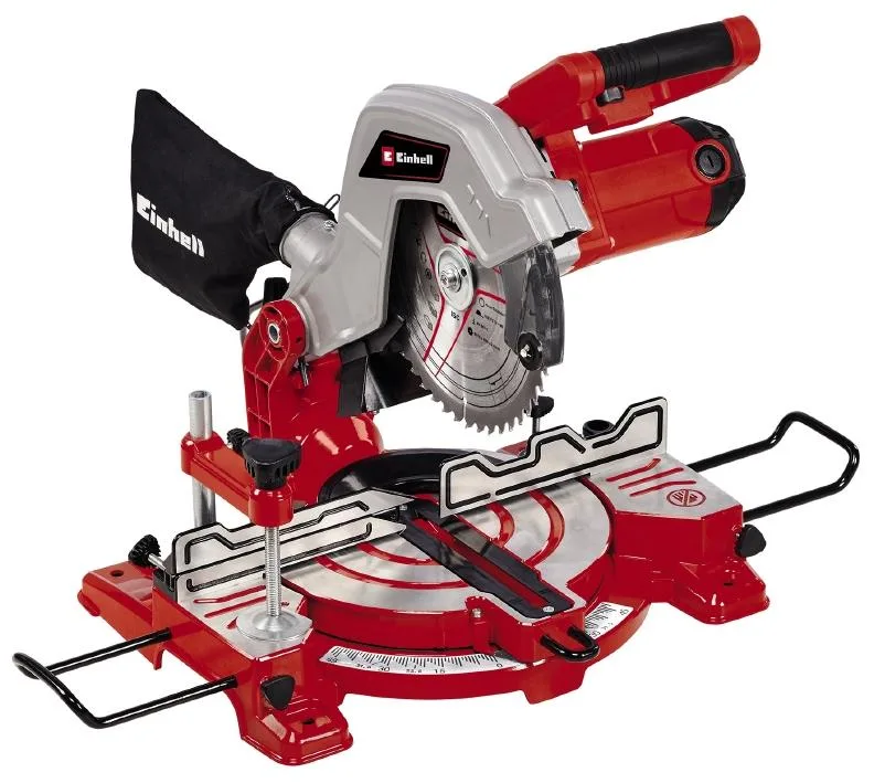 Торцювальна пила Einhell TC-MS 216, 1400 Вт, діаметр диска 216 мм, максимальна довжина різу 120 мм, вага 7.1 кг.