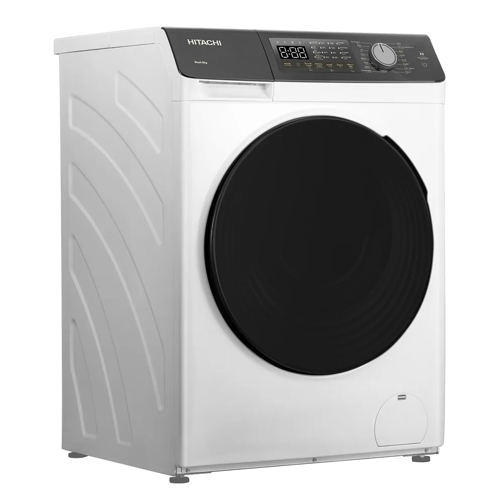 Фронтальна пральна машина Hitachi, 8 кг, 1400 об/хв, клас енергоефективності A+++, 60 см, з дисплеєм, паровими функціями, інвертор