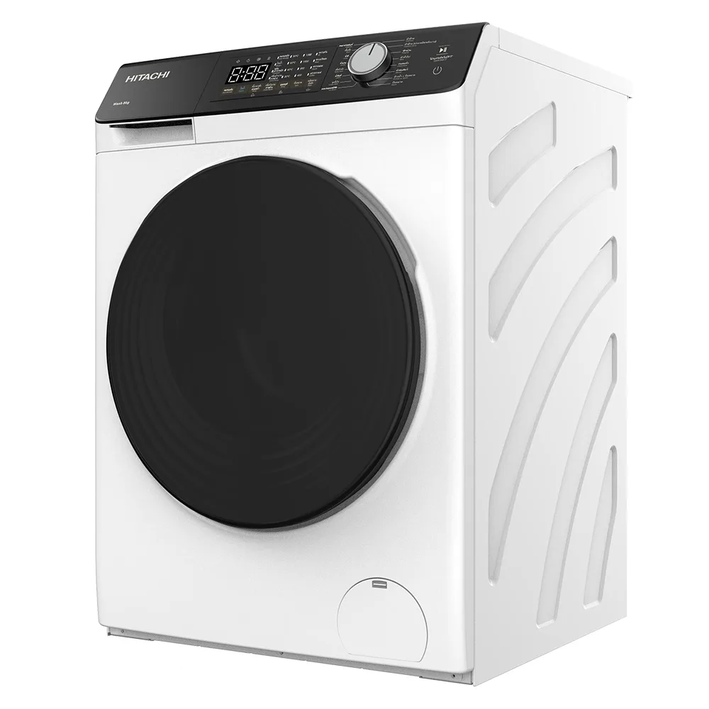 Фронтальна пральна машина Hitachi, 8 кг, 1400 об/хв, клас енергоефективності A+++, 60 см, з дисплеєм, паровими функціями, інвертор