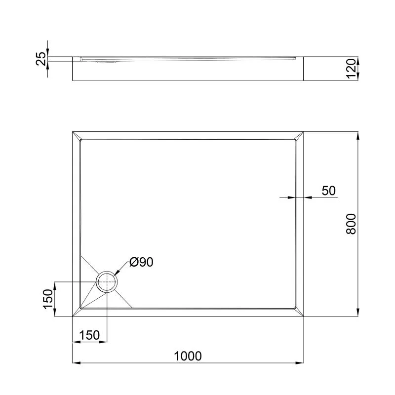 Душевой поддон Qtap Tern 301812C 100x80 см акриловый белый с регулируемыми ножками