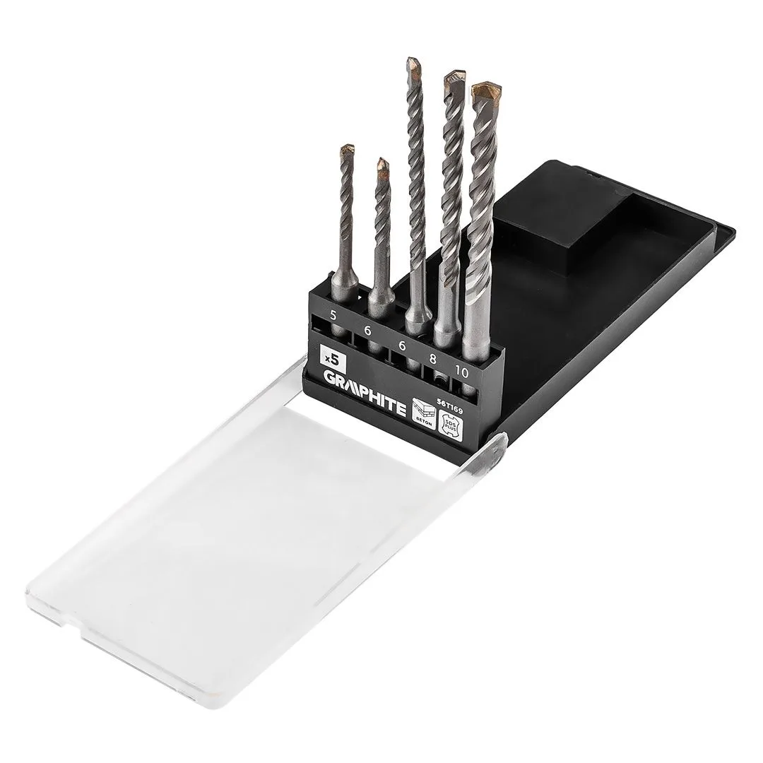Набір свердел GRAPHITE SDS Plus 5 шт 6x110 8x160 10x160 бетон цегла камінь кейс