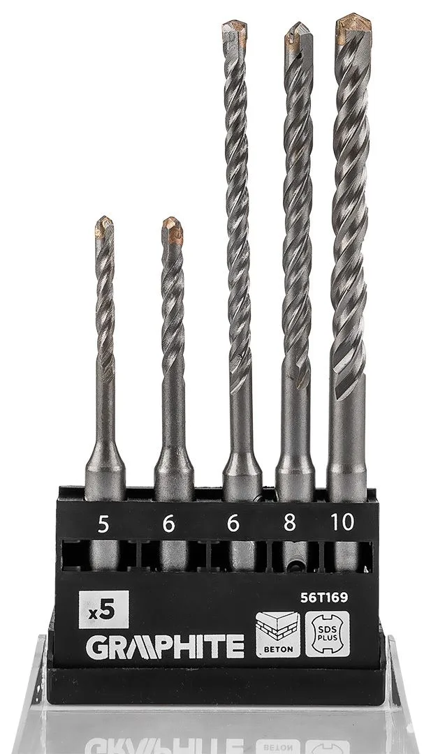 Набір свердел GRAPHITE SDS Plus 5 шт 6x110 8x160 10x160 бетон цегла камінь кейс
