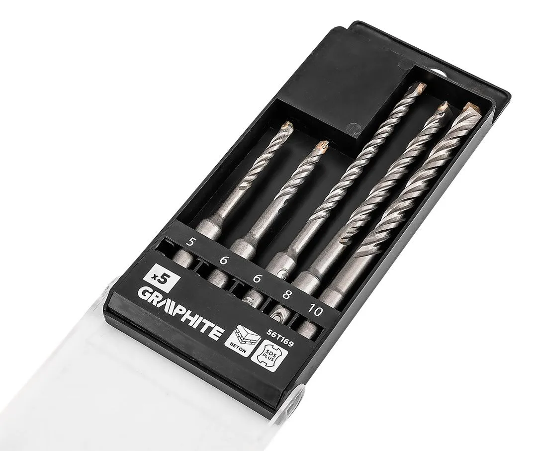 Набір свердел GRAPHITE SDS Plus 5 шт 6x110 8x160 10x160 бетон цегла камінь кейс