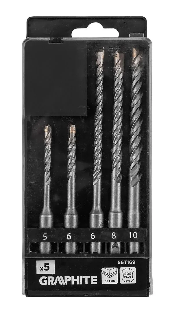Набір свердел GRAPHITE SDS Plus 5 шт 6x110 8x160 10x160 бетон цегла камінь кейс