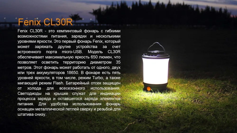 Ліхтар кемпінговий Fenix пластиковий 136х93 мм чорний