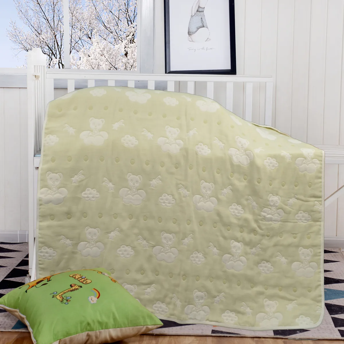 Ковдра Home Line бавовняна 110х110 см світло-зелена