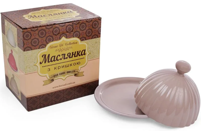 Масленка Bona керамічна 14 см бежева