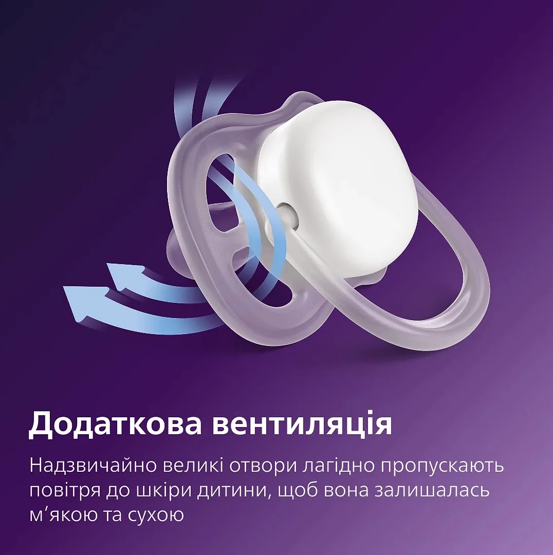 Пустушка  Avent  Ultra Air, 6-18 міс., 2шт, дизайн для дівчат.
