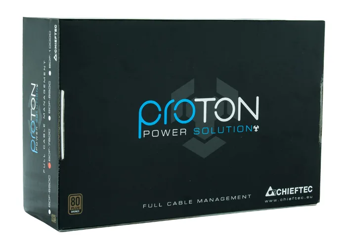 Блок живлення CHIEFTEC Proton  (850W), >85%, 80+ Bronze, 140мм, 1xMB 24pin(20+4), 1xCPU 8pin(4+4), 1xCPU 8pin, 3xMolex, 9xSATA, 6xPCIe 8pin(6+2), Fully Modular