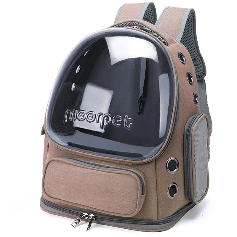 Рюкзак-переноска для котов и собак MoorPet 42x34x27 см поликарбонат коричневый с окном