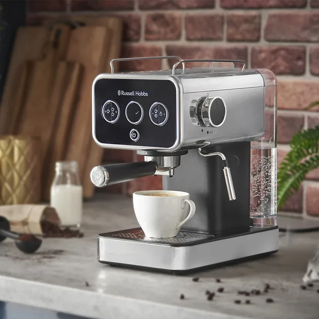 Кавоварка еспрессо Russell Hobbs метал чорний 34,2х27х29 см 1350 Вт 15 бар