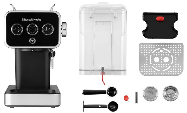 Кавоварка еспрессо Russell Hobbs метал чорний 34,2х27х29 см 1350 Вт 15 бар