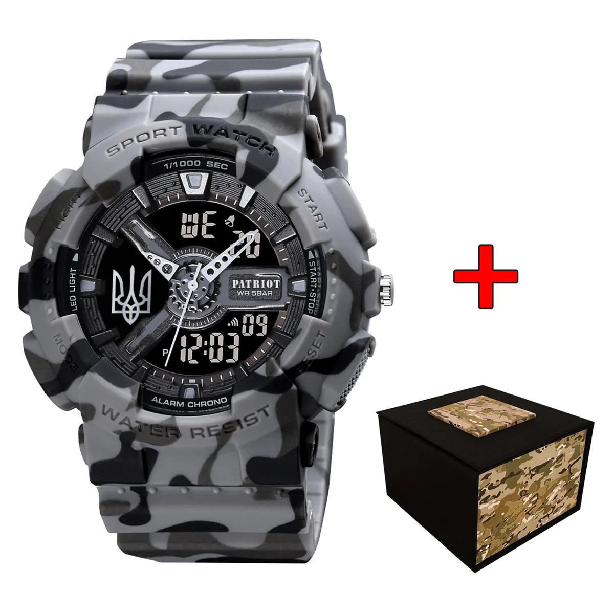 Годинники Patriot полімер Camo Grey 27,5 см 22 мм