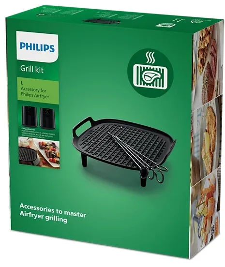 Решетка-гриль Philips для мультипечи 4 шпажки перфорированная 3,2 л черная.