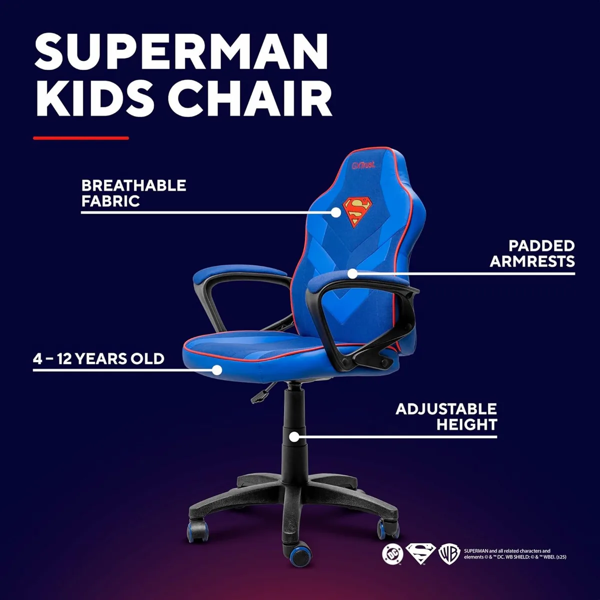 Крісло Trust GXT 703SM Revvo, ПУ шкіра, Foldable Armrests, синій