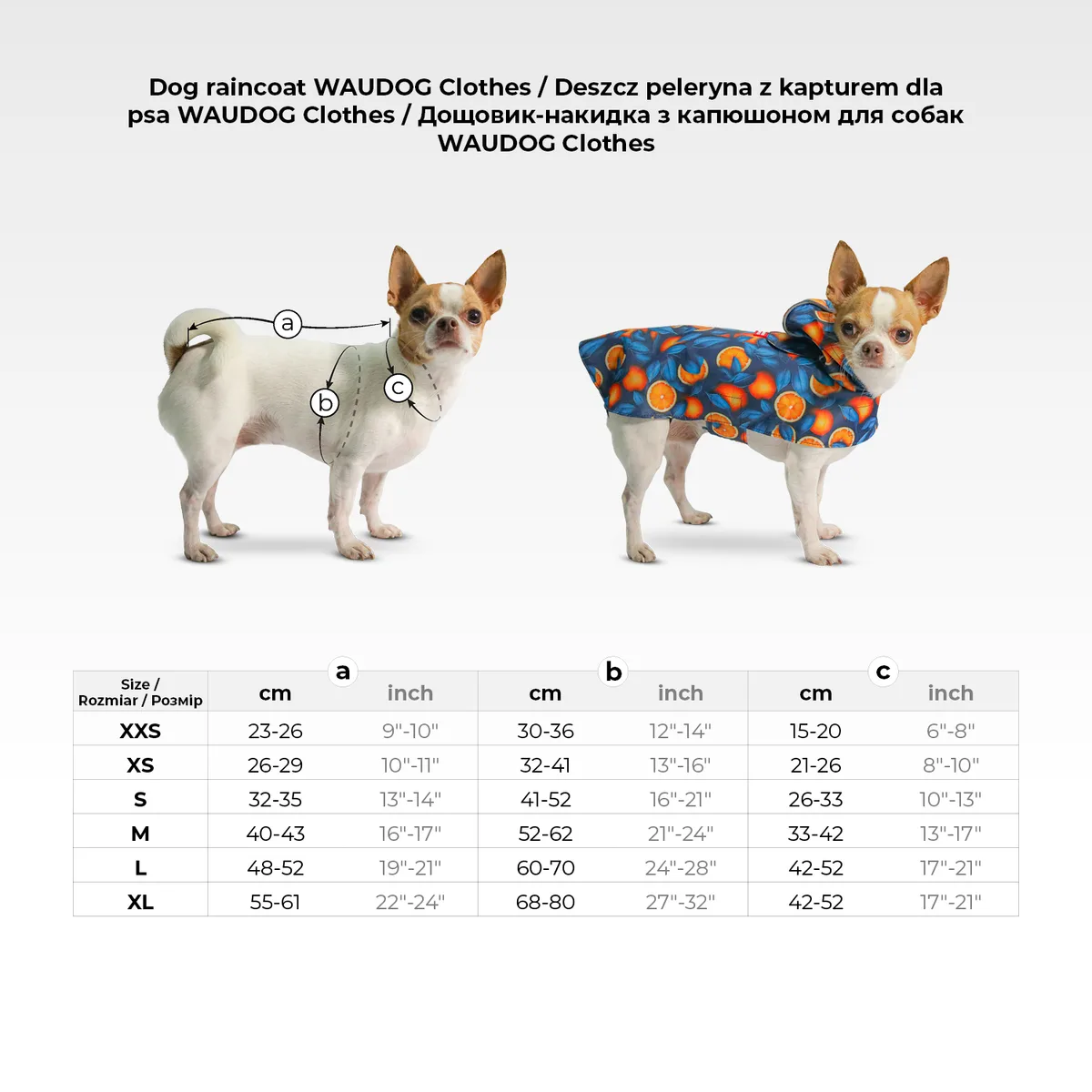 Дощовик-накидка WAUDOG Clothes M 40-43 см Поліестер Блоки