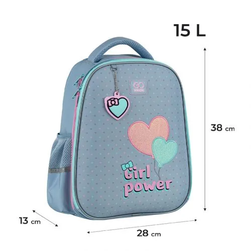 Рюкзак GoPack Education напівкаркасний Girl Power для дівчаток з ортопедичною спинкою та кишенями.