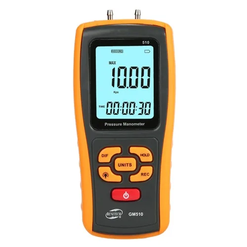Мікроманометр диференціальний Benetech GM510 ±10 кПа для рідин газів ЖК-дисплей USB