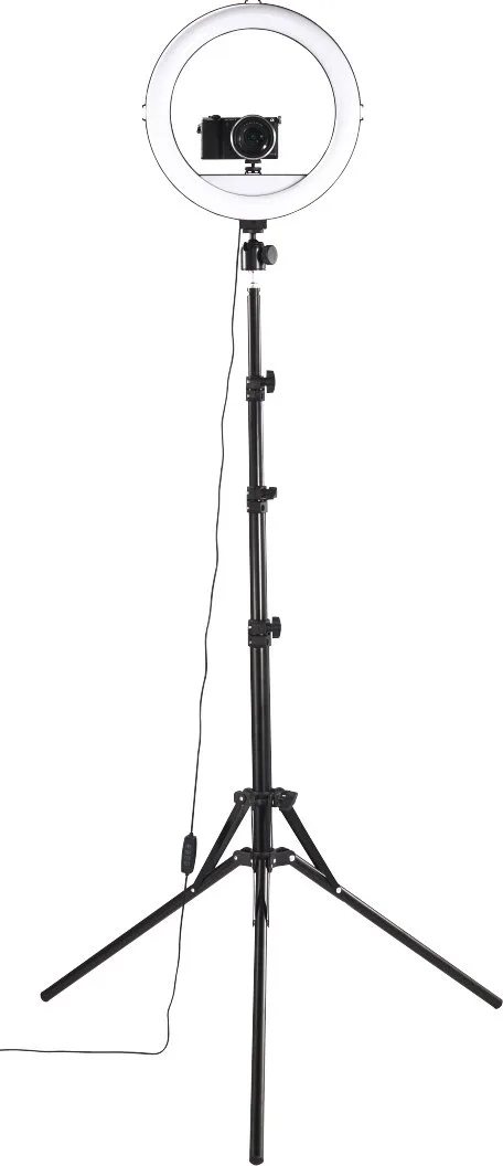 Трипод для смартфона Hama Steady-120 V2, шарнирный, 185 см, Bluetooth, со светодиодным кольцом, черный.