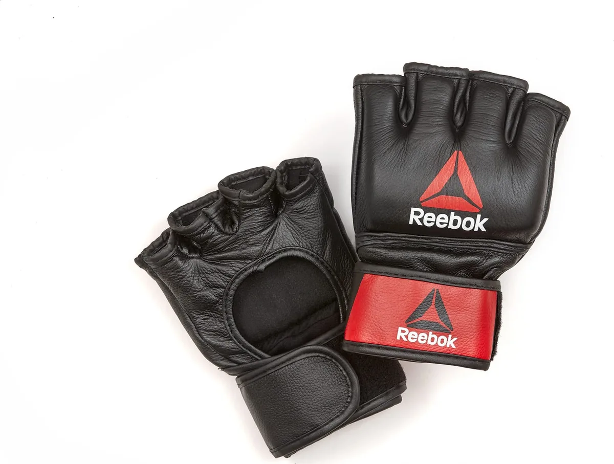 Рукавички Reebok шкіряні XL чорні червоні для MMA