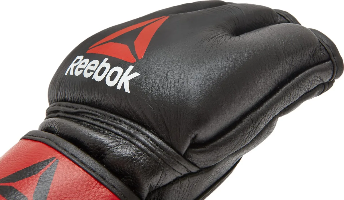 Рукавички Reebok шкіряні XL чорні червоні для MMA