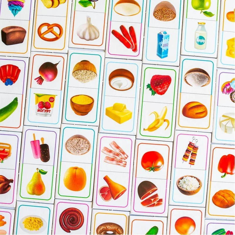 Дитяча настільна гра Ranok Creative доміно продукти харчування 28 карток картон різнокольоровий