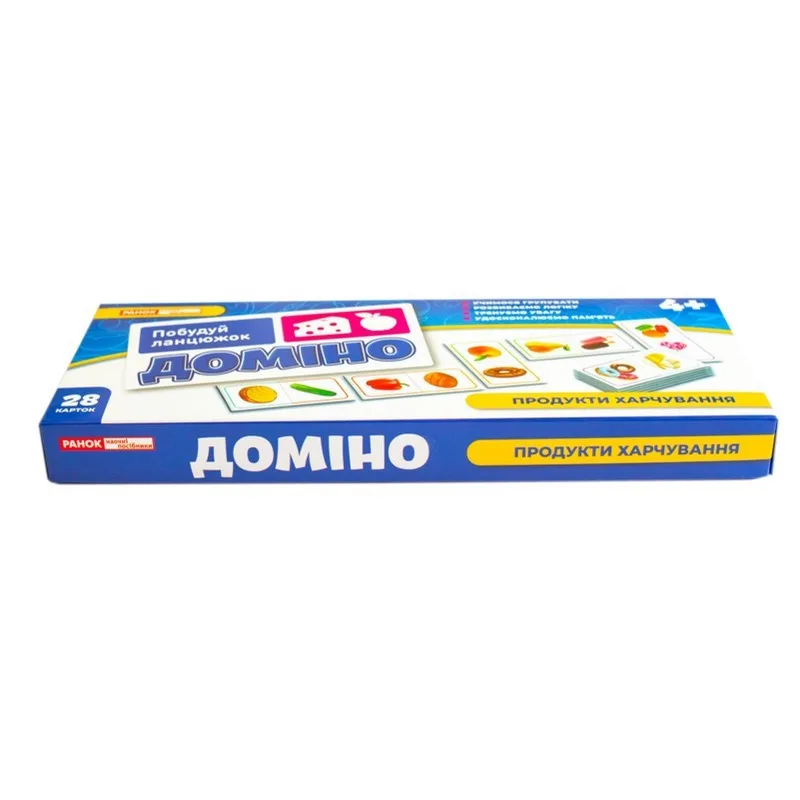 Дитяча настільна гра Ranok Creative доміно продукти харчування 28 карток картон різнокольоровий