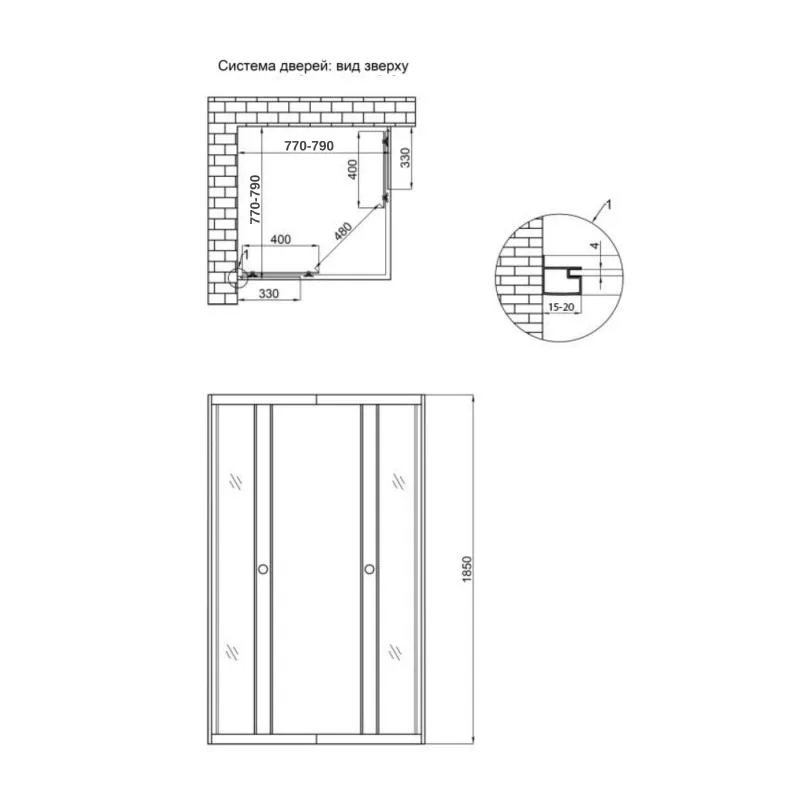 Душова кабіна квадратна 80x80 см SC80x80.SAT.LOW.GR тоноване скло алюміній сатин