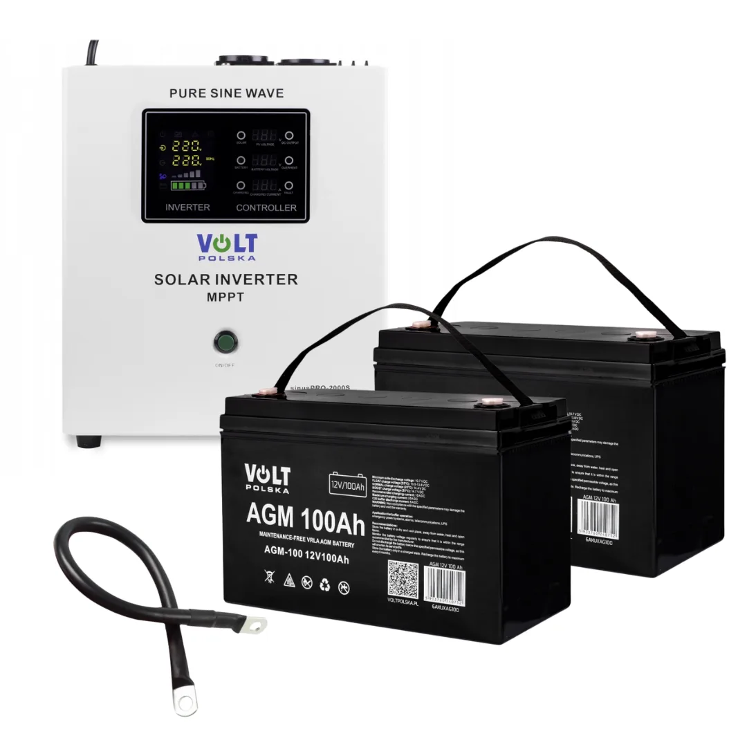 Гібридний ІБП Volt Polska 2000W 24V 1400W з 2 акумуляторами 100Ah 12V