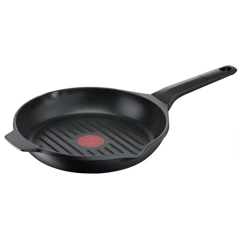 Сковорода-гриль Tefal DELICIO, 26 см, алюмінієва, з бакелітовою ручкою, чорного кольору.