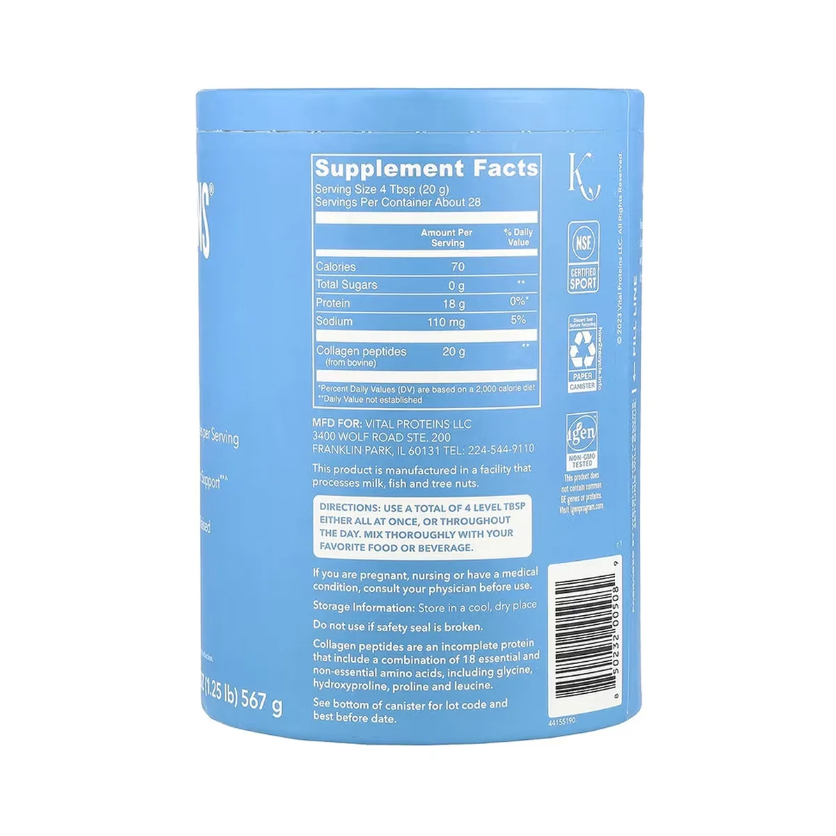 Vital Proteins Колагенові пептиди 567 г Безсмакові